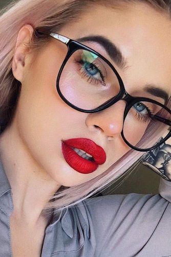 Red Lipstick Looks With Glasses