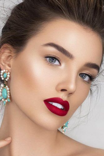 Natural Eye Makeup With Bold Red Lips